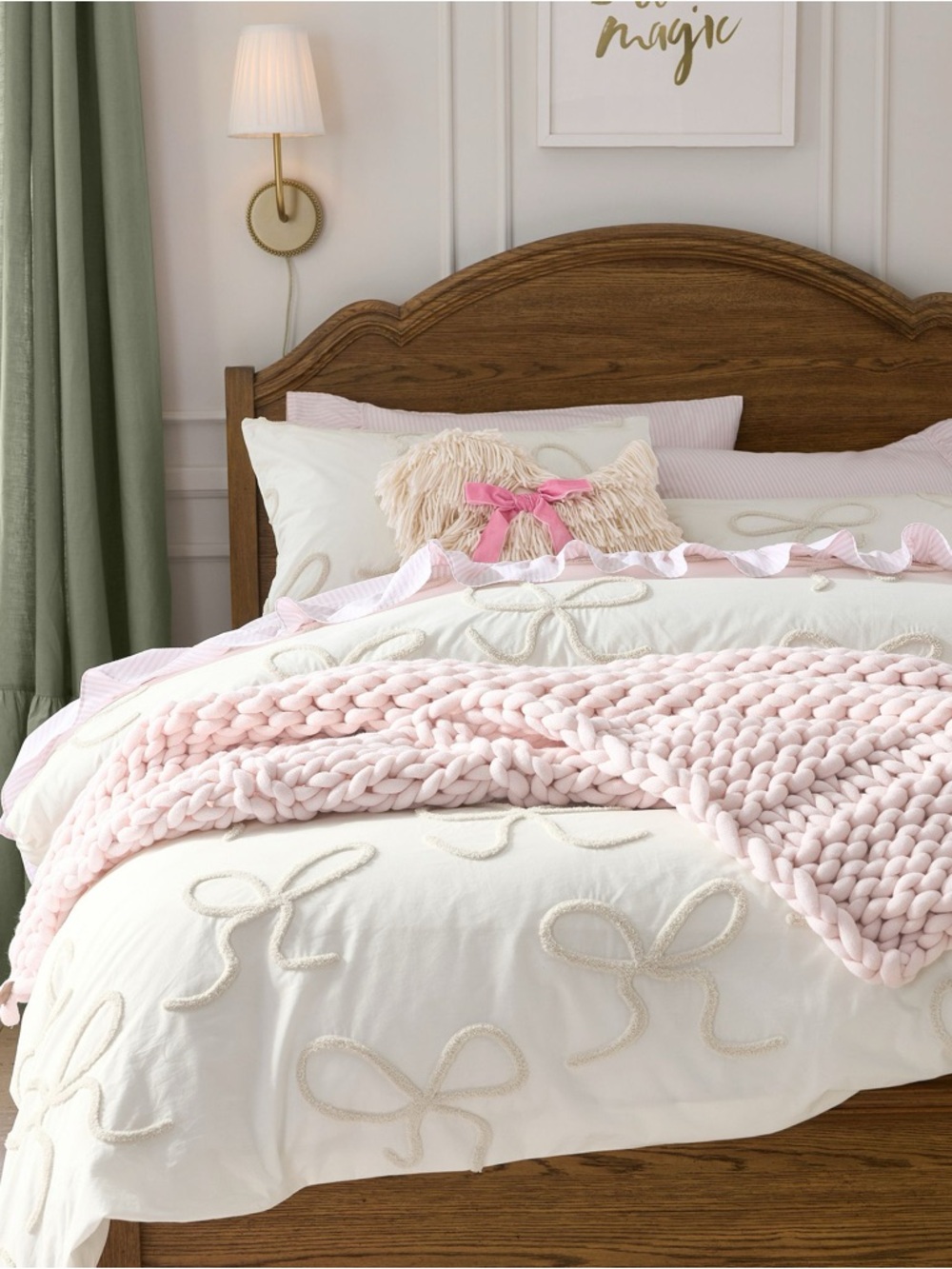 🎀 Pottery Barn Teen Chunky Knit Throw Blanket - powdered blush - Picture 3 of 8